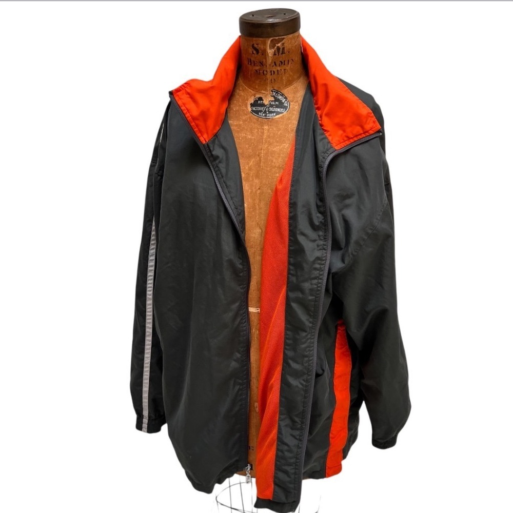 Fila Sport Mens 1XB Windbreaker Jacket Grey Orange Mesh Lined Gorpcore Big Tall - Picture 17 of 17